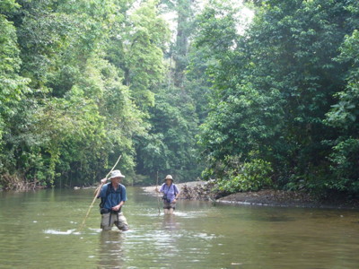 James walking upriver in Costa Rica